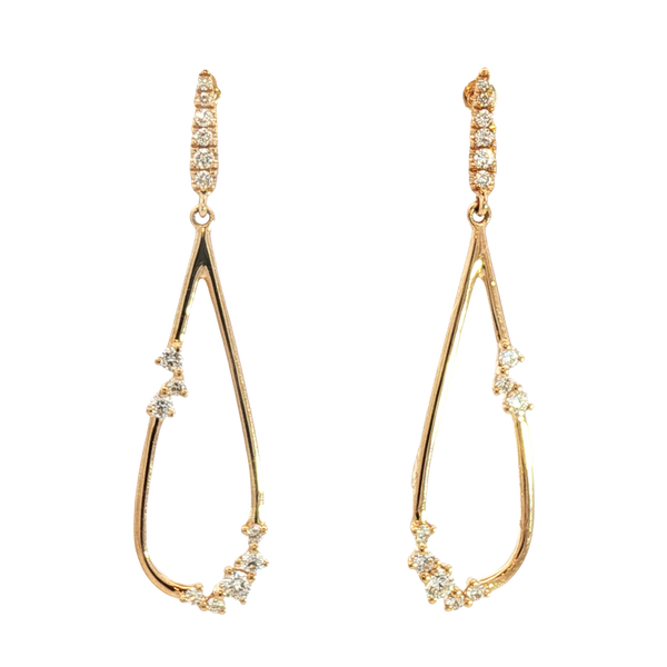Classic & Contemporary 18K Yellow Gold 0.29 Carats Diamond Dangle Earrings