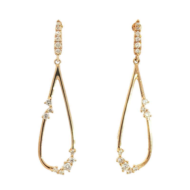 Classic & Contemporary 18K Yellow Gold 0.29 Carats Diamond Dangle Earrings