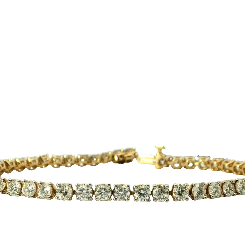 Yellow 14 Karat Gold Lab-Grown 7.0 Carats Diamond Tennis Bracelet