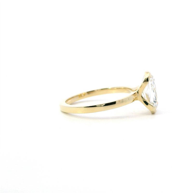 14K Gold Yellow Solitaire Half Bezel Radiant Lab Grown Diamond Engagement Ring - Lab-Grown 3.06 CT Diamond