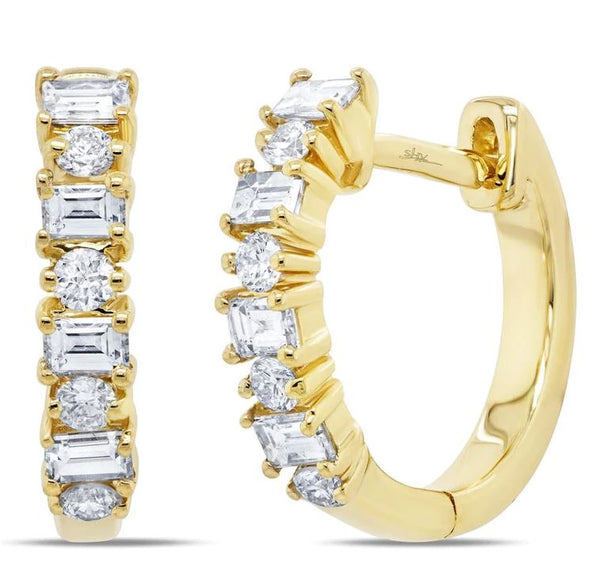 Yellow 14 Karat Gold 0.42 Carats Diamond Huggie Earrings