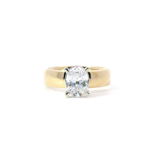 MPJ Exclusive Elegant Mountings 14K Gold Yellow Solitaire Oval 2.0 Carats, 5 MM Engagement Ring