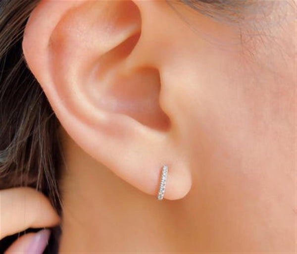 Classic & Contemporary 14K Yellow Gold 0.04 Carats Diamond Huggie Earrings