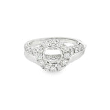 Elegant Diamond Mountings 18K White Gold 0.87 Carats Halo Semi Mount Ring