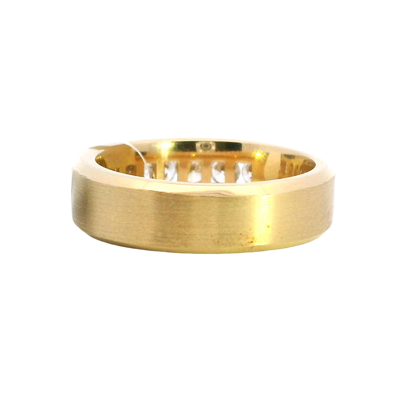 Diamond Wedding Bands 18K Yellow Gold Satin & High Polish Finish Diamond Wedding Band
