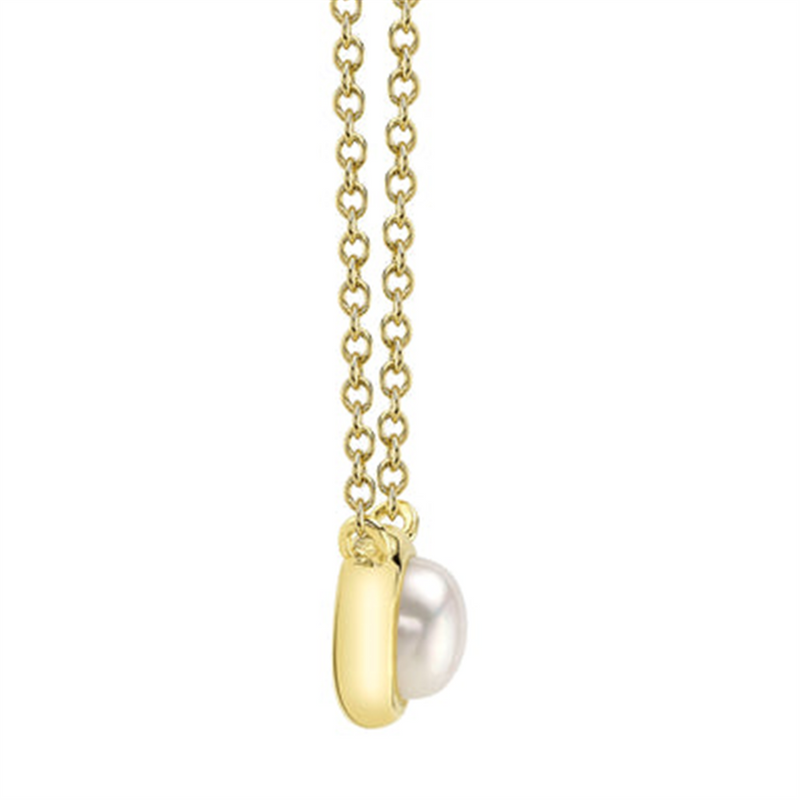 Elegant Pearl Necklaces & Pendants 14K Yellow Gold Bezel Set 4.8-5.0MM Pearl Necklce - 18 Inch