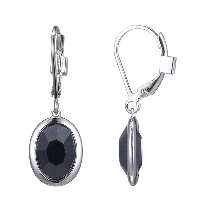 Timeless & Sophisticated Design Sterling Silver Oval Hematite Dangle Earrings