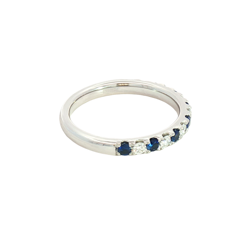Bold & Elegant 14K White Gold 0.48 Carats Blue Sapphire & 0.24 Carats Diamond Stackable Band