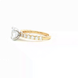 MPJ Exclusive Diamond Mountings 14K Gold Two-Toned Diamond Accented Oval 1.50 Carats, 8x6 MM Engagement Ring - 0.66 Carats Accent Diamonds