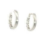 Classic & Contemporary 14K White Gold 1.0 Carat Diamond Medium Hoop Earrings