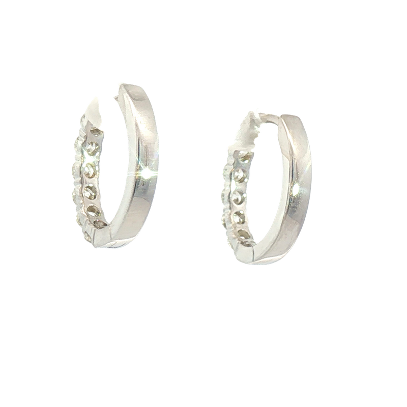 Classic & Contemporary 14K White Gold 1.0 Carat Diamond Medium Hoop Earrings
