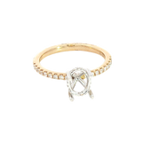 Elegant Diamond Mountings 14K Yellow & Whtie Gold Yellow 0.22 Carats Diamond Semi Mount Ring For Oval 1.0  Carat Gemstone