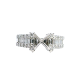 Elegant Diamond Mountings 18K White Gold 2.0 Carat Round Diamond Semi-Mount Engagement Ring -- Baguette & Round 0.81 Carat Diamond Setting