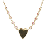 Vibrant Colored Stone Necklaces 14K Yellow Gold 0.43 Carats Pink Sapphire & 0.20 Carats Diamond Heart Necklace - 18 Inch