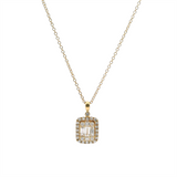 Elegant Diamond Necklaces 18K Gold Yellow 0.43 Carats Baguette Diamond & 0.32 Carats Round Diamond Drop Pendant Necklace - 18 Inch