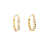 Classic & Contemporary 14K Yellow Gold 0.34 Carats Diamond Medium Oval Hoop Earrings