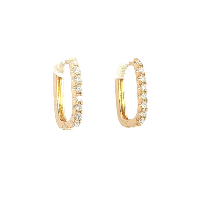 Classic & Contemporary 14K Yellow Gold 0.34 Carats Diamond Medium Oval Hoop Earrings
