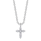Elegant Diamond Necklaces 14K White Gold 0.10 Carats Diamond Cross Necklace - 18 Inch