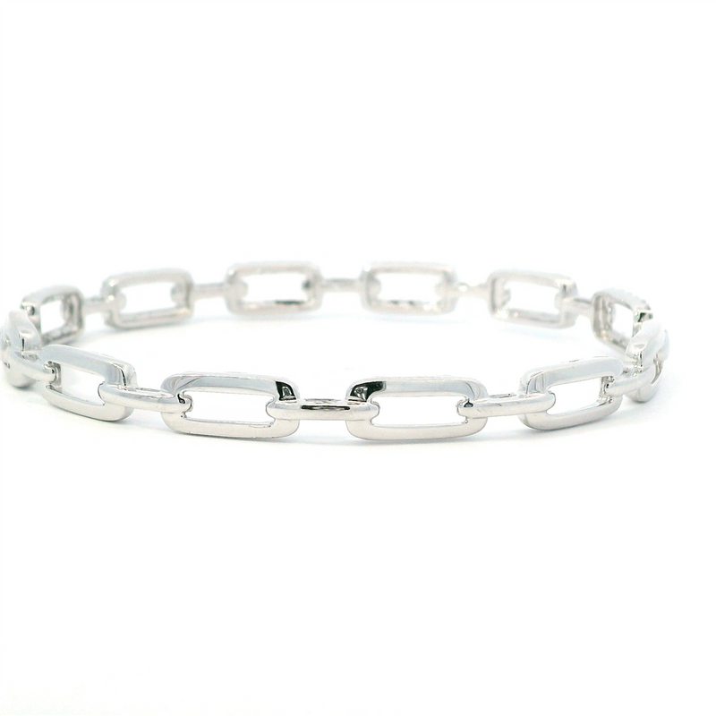 Sophisticated & Timeless Diamond Bracelets 14K Gold White1.40 Carats Diamond Accented & High Polish Open Link Hinged Bangle Bracelet