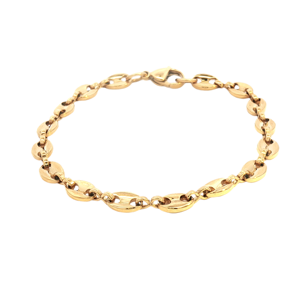 Bold & Stylish Alternative Metal Bracelets  Ion Plated Yellow Gold Over Stainless Steel Mini Gucci Style Bracelet - 7.25 Inch