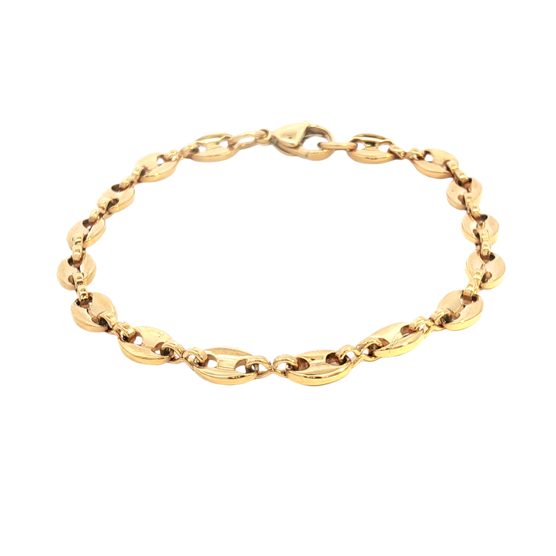Bold & Stylish Alternative Metal Bracelets  Ion Plated Yellow Gold Over Stainless Steel Mini Gucci Style Bracelet - 7.25 Inch