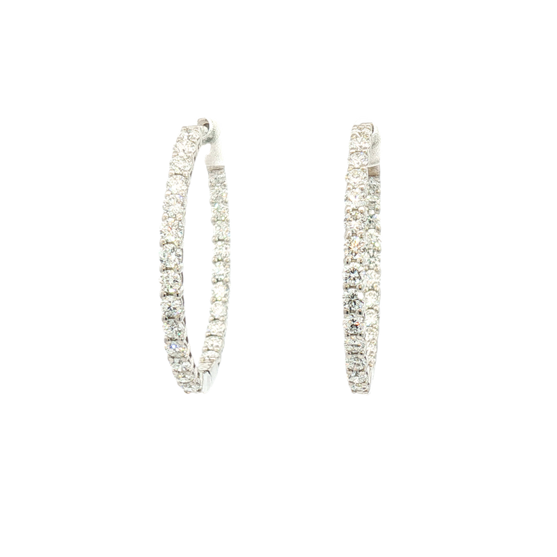 Classic & Contemporary Sterling Silver 2.0 Carats Lab Grown Diamond Medium Inside Out Hoop Earrings