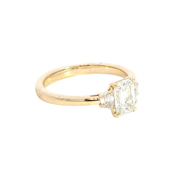 14K Yellow Gold 1.26 Carats Lab Grown Three Stone Diamond Ring