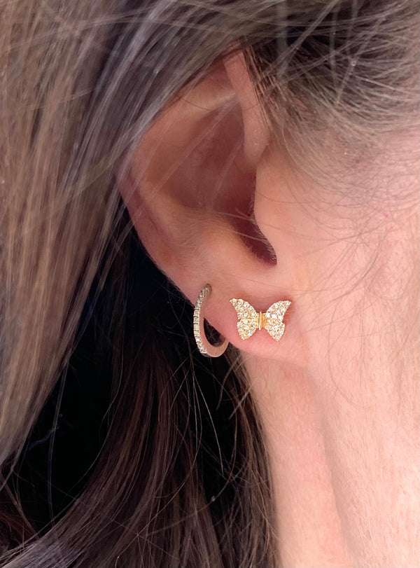 Yellow 14 Karat Gold 0.15 Carats Diamond Bee Stud Earrings