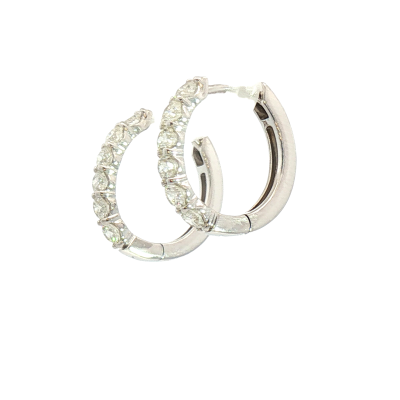 Classic & Contemporary 14K White Gold 1.0 Carat Diamond Medium Hoop Earrings