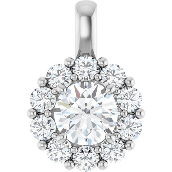 White 14 Karat Gold 0.46 Carats Diamond Halo Pendant