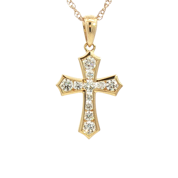 Elegant Diamond Necklaces & Pendants 18K Yellow Gold 0.31 Carats Diamond Small Cross Pendant