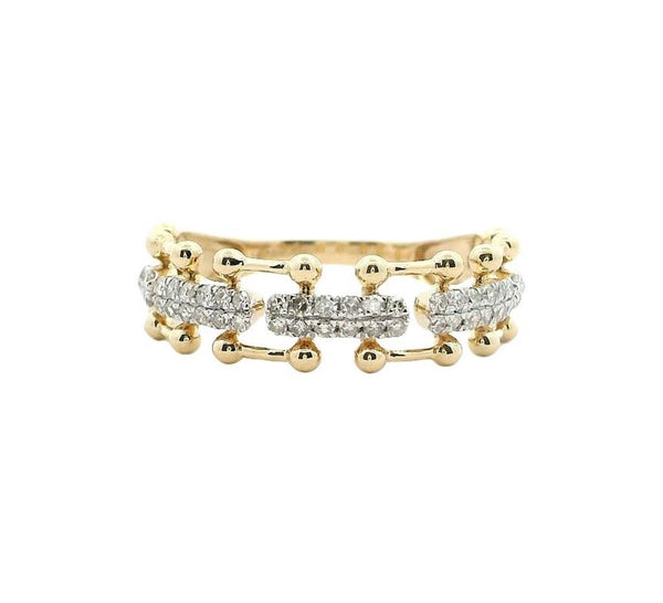 Elegant & Trendy 14K Gold Yellow 1/4 Carats Diamond Tiffany Hardware Inspired Fashion Band