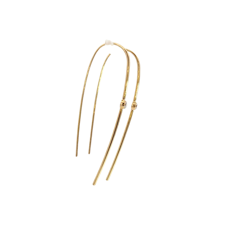 Classic & Contemporary 18K Yellow Gold 0.14 Carats Diamond Threader Earrings