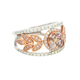 Elegant & Trendy 18K White & Rosé Gold 1.06 Carats Pinkish Brown & White Diamond Dinner Ring