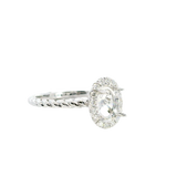 Elegant Diamond Mountings 18K Gold White Halo Oval 7x5MM Engagement Ring - 0.17 Carats Accent