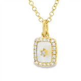 Yellow 14 Karat Gold 0.27 Carats Mother Of Pearl & 0.07 Carats Diamond Drop Necklace
