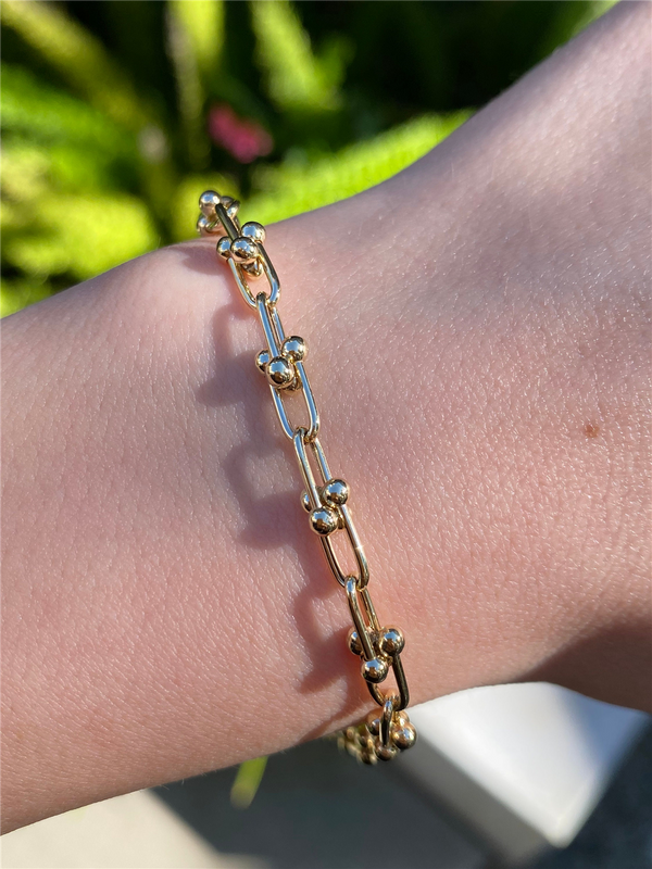 Yellow 14 Karat Gold Designer U Link Bracelet