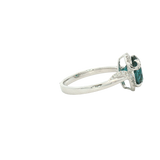 Bold & Elegant 18K Gold White Diamond Halo Ova Blue Tourmaline Fashion Ring - Oval Tourmaline 2.68 Carats & Diamond 0.22 Carats