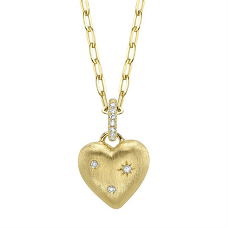 Elegant Diamond Necklaces 14K Yellow Gold 0.04 Carats Diamond Heart Necklace - 18 Inch