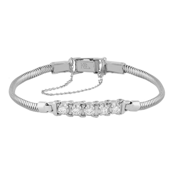 Sophisticated & Timeless Diamond Bracelets 14K Gold White Round Diamond Add-A-Link Tennis Bracelet 5 link Starter- 0.30 CTW, Size 7.5 Inch
