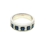 Bold & Elegant 18K White Gold 1.08 Carats Blue Sapphire & 0.62 Carats Diamond Halo Ring