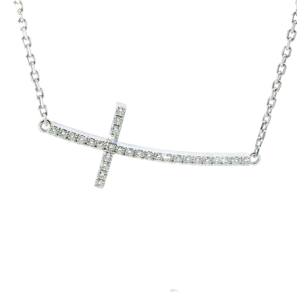 Elegant Diamond Necklaces 18K White Gold 0.24 Carats Diamond Cross Necklace - 18 Inch