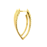 Classic & Contemporary 18K Yellow Gold 1.13 Carats Diamond Pointed Oval Inside Out Hoop Earrings