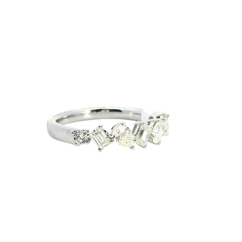 Elegant Diamond Bands 18K White Gold Multi Shape 0.72 Carats Diamond Scatter Band