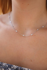 Elegant Diamond Necklaces 14 White Gold 1.01 Carats Diamond Station Necklace - 18 Inch