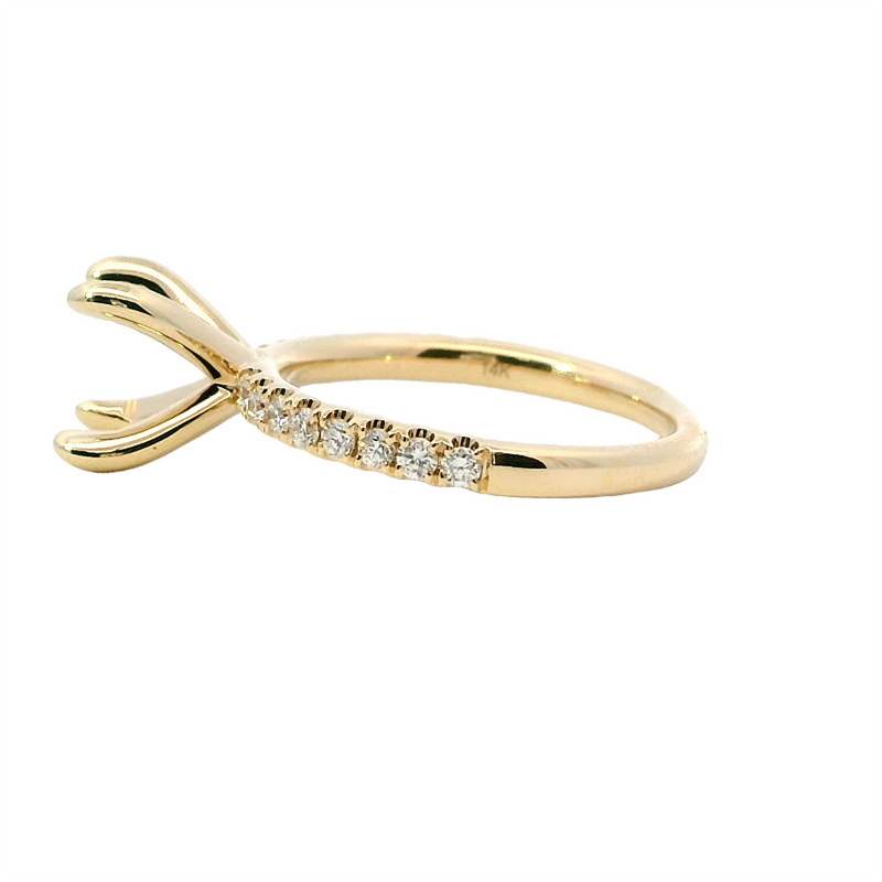 Elegant Diamond Mountings 14K Gold Yellow Diamond Accented Round Engagement Ring - 0.35 Carats Accent Diamonds