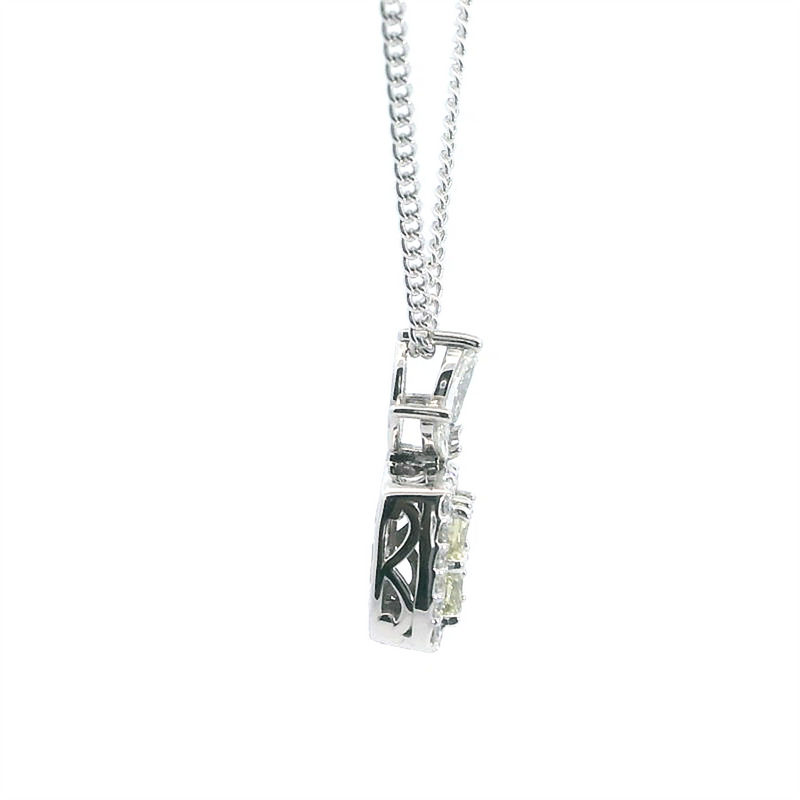 Elegant Diamond Necklaces & Pendants 14K Gold Two-Toned 1.34 Carats Fancy Yellow Cushion, Marquise & Round Diamonds Halo Pendant