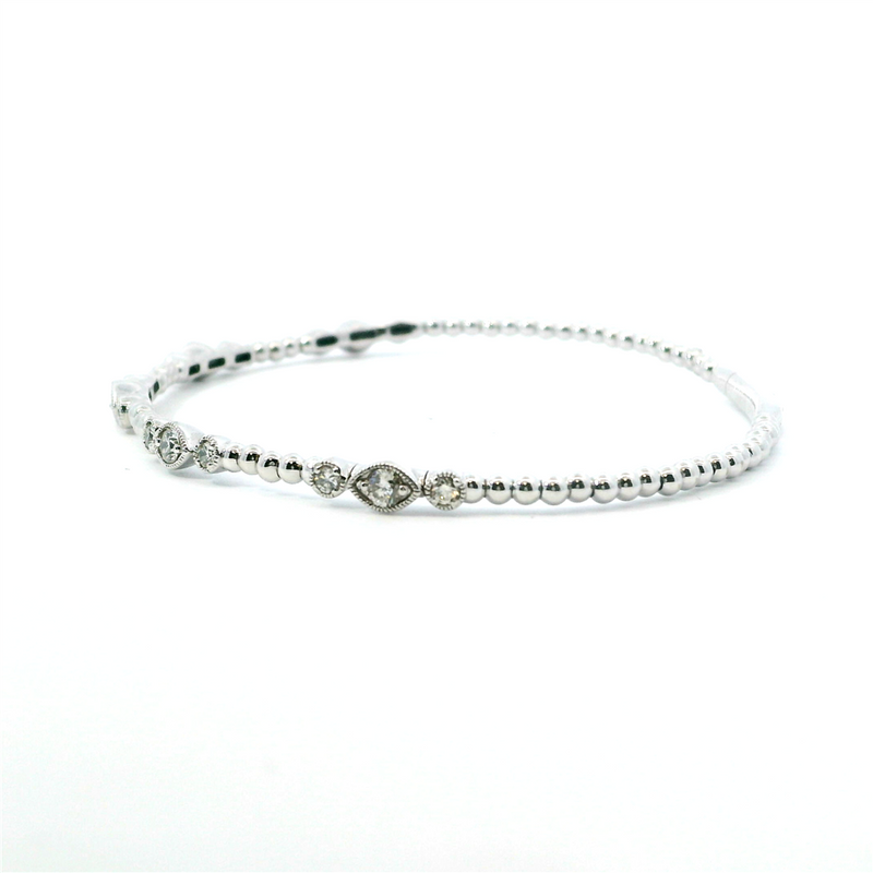 Sophisticated & Timeless Diamond Bracelets 14K Gold White & Titanium Flexible Diamond Bangle Bracelet - 0.69 CTW, Size 6.75 Inch