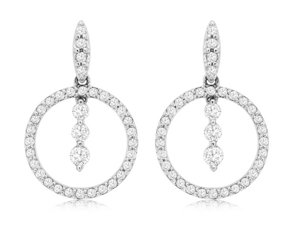 White 14 Karat Gold 1/3 Carats Diamond Dangle Earrings