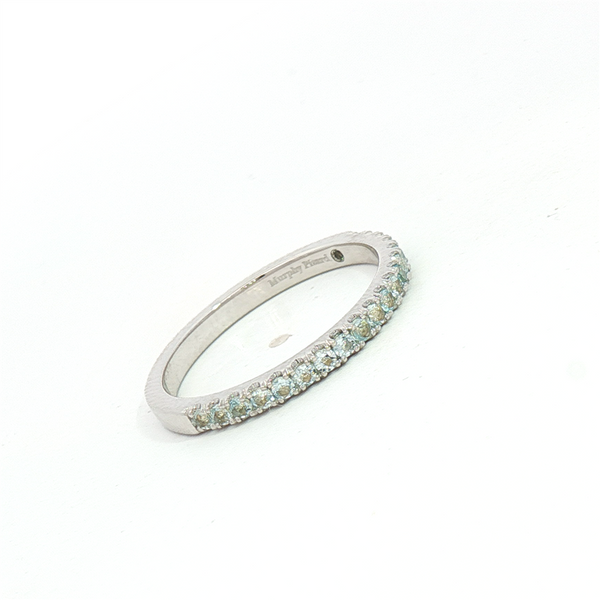 MPJ Exclusive Bold & Elegant 14K Gold White Stackable Color Stone Fashion Band- 0.25 Carats March Birthstone Aquamarine